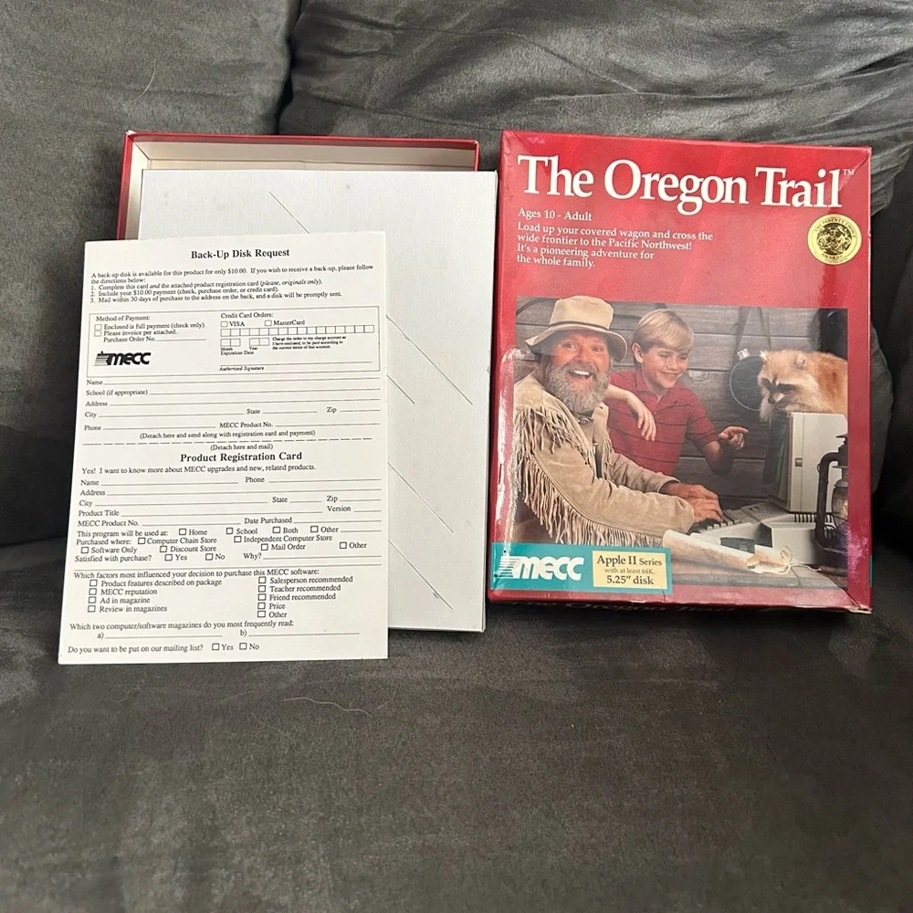 1986 Oregon Trail mecc Floppy Disk Original Box & Instructions PC Computer Game